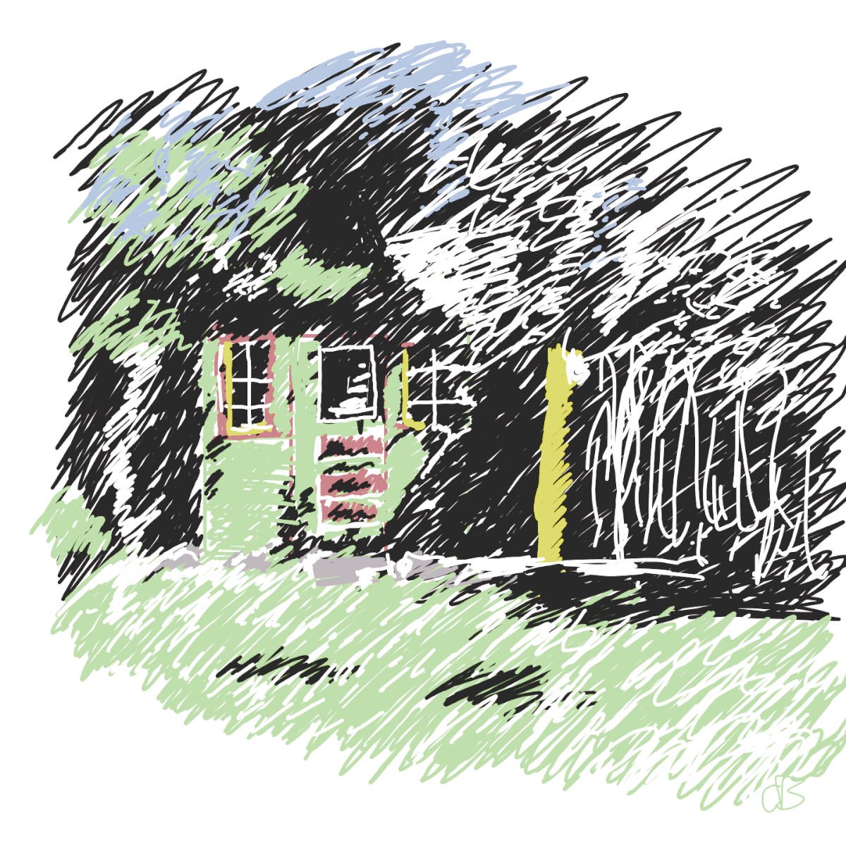 An abstract sketch of a shed.