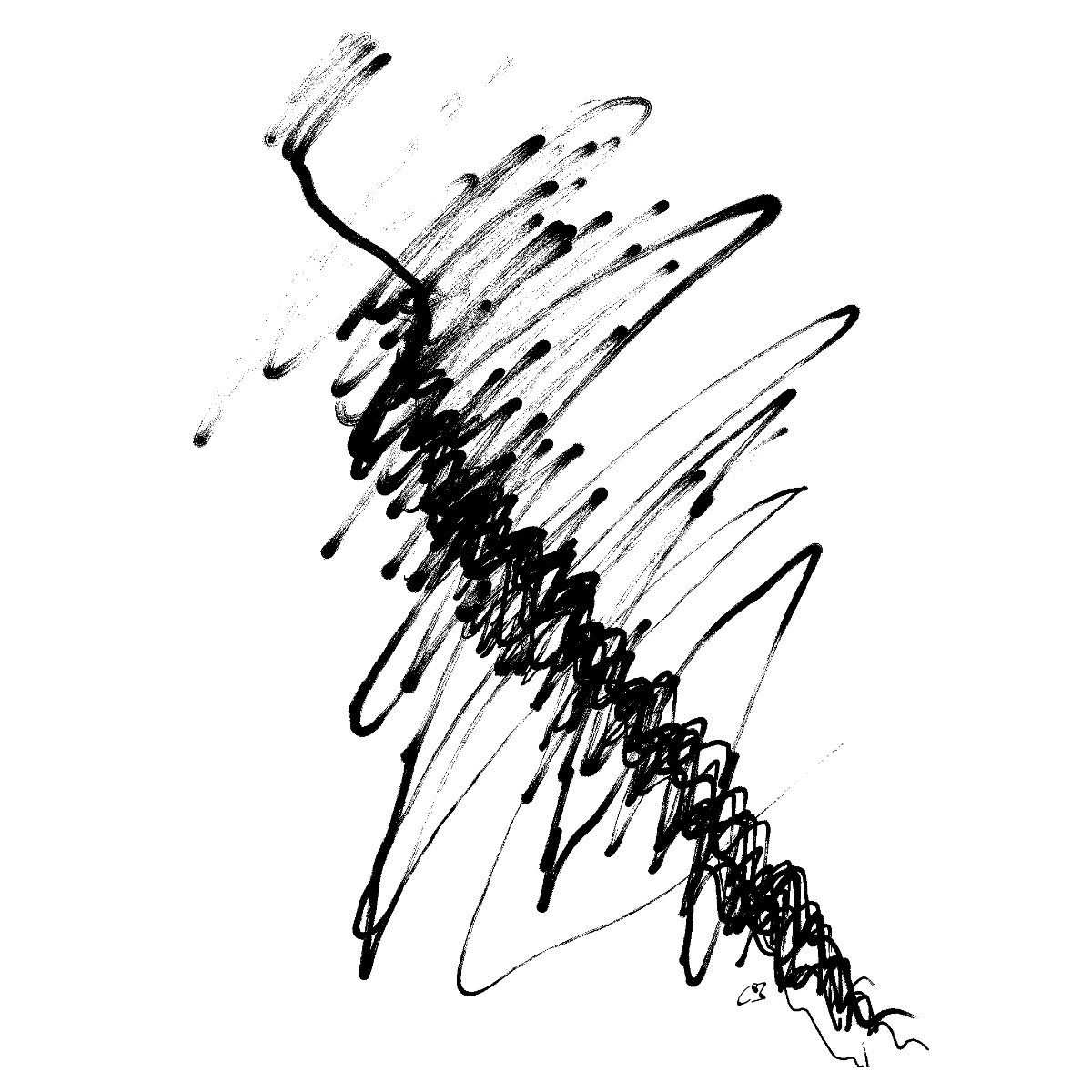 A rough rapid top right to bottom right back and forth scribble with a marker.